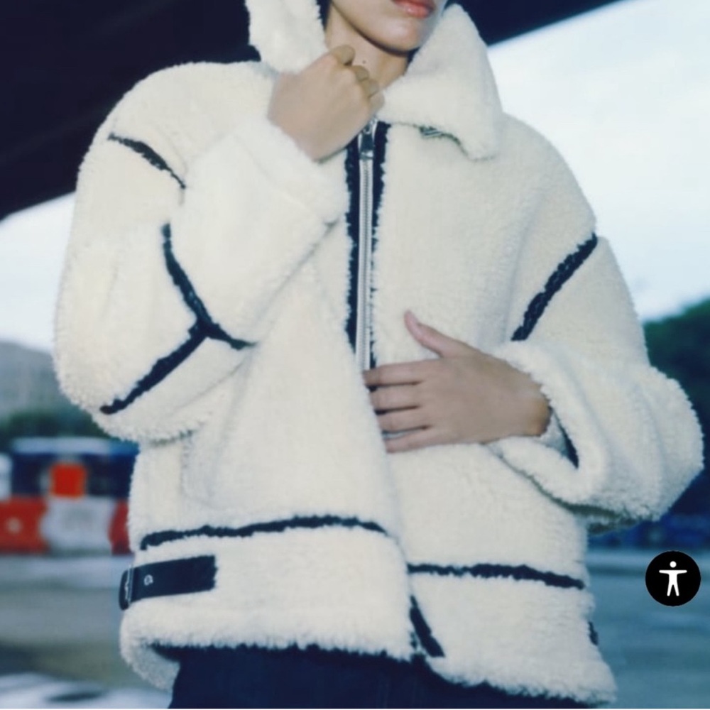 Zara Faux Fur Biker Jacket XS